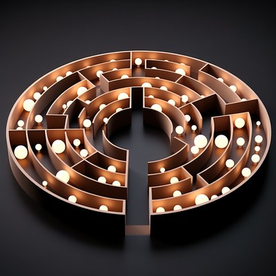 Illuminated Circular Maze with Glowing Balls