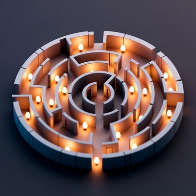 Illuminated 3D Circular Maze