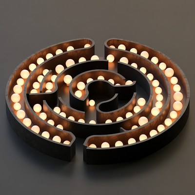 Illuminated maze with light bulbs