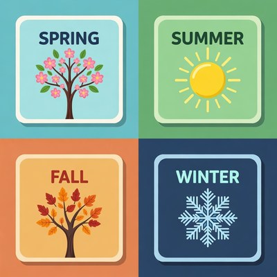 Four Seasons Icons Illustration