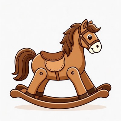 Brown Rocking Horse Illustration