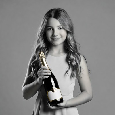 Girl holding champagne bottle