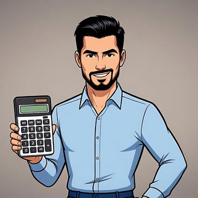 Man holding calculator