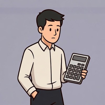 Man holding calculator illustration