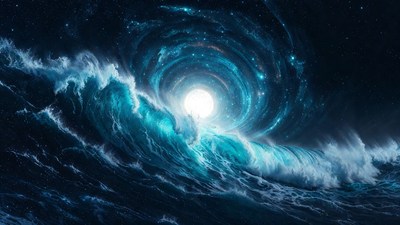 Ocean Waves Forming Cosmic Portal