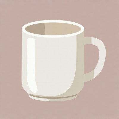 White Mug on Brown Background