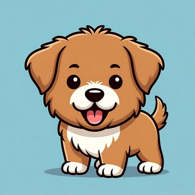 Cute cartoon puppy smiling