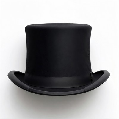 Black Top Hat on White Background