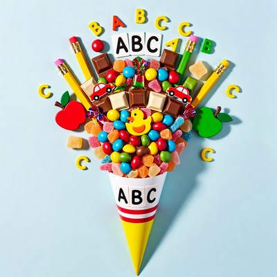 Colorful Candy School Cone Bouquet