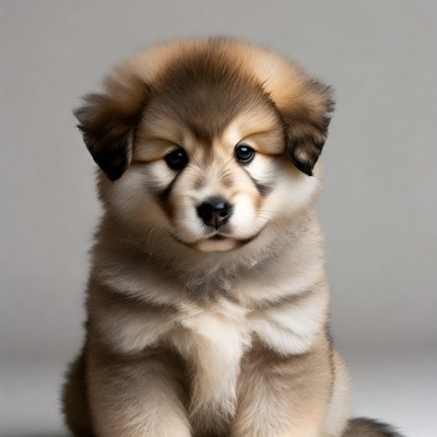 Fluffy Pomeranian Puppy on White Background