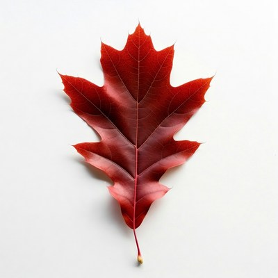 Red maple leaf on white background