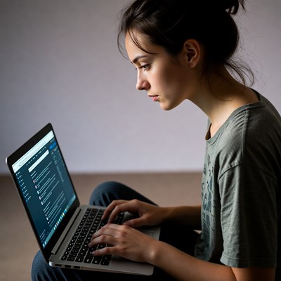 Woman working on laptop