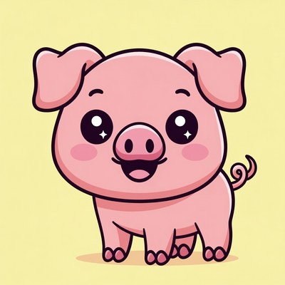 Cute cartoon pink pig