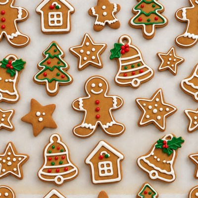 Assortment of Christmas Gingerbread Cookies