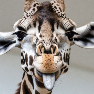 Giraffe sticking out tongue