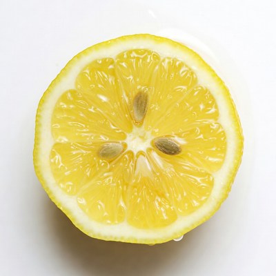 Sliced Lemon on White Background