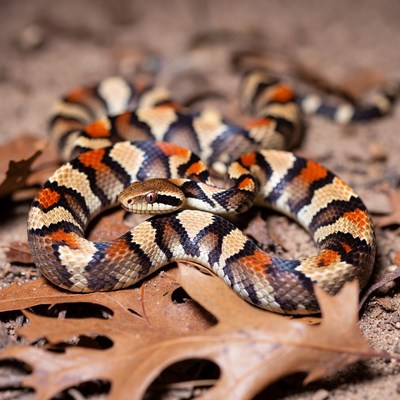 Milk Snake on Autumn Leaves