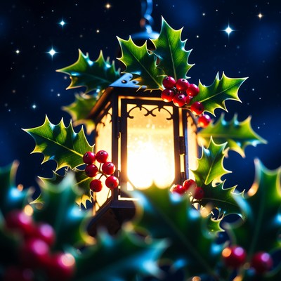 Christmas Lantern with Holly