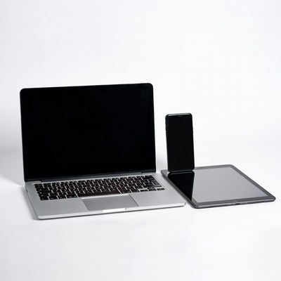 Laptop smartphone tablet on white background