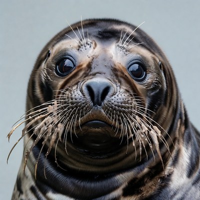 Close-up harbor seal face