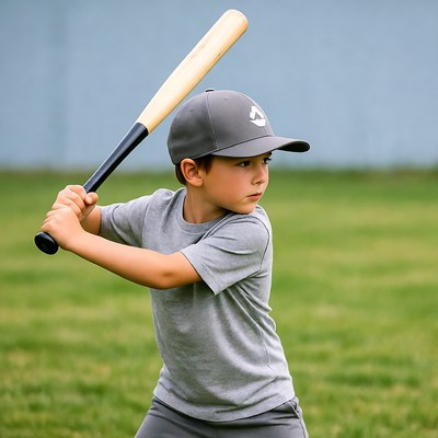 Boy swinging baseball bat