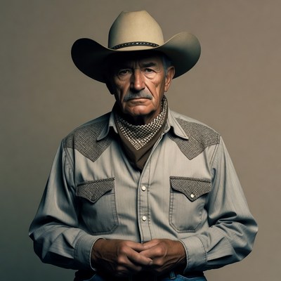 Cowboy man wearing hat and bandana