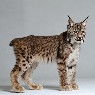 Lynx standing on gray background