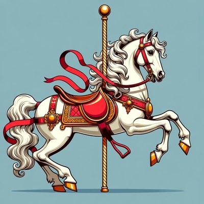 White carousel horse illustration