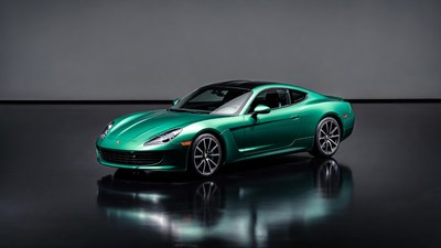 Emerald Green Ferrari Supercar on Black Background