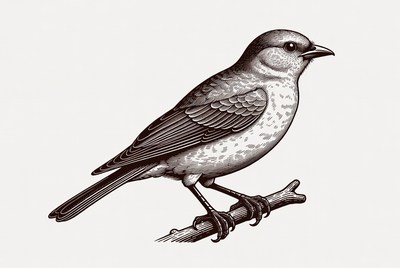 Sparrow perched on branch illustration