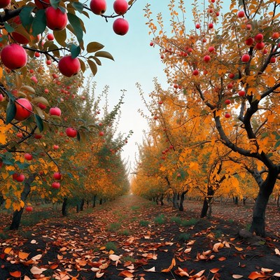 Autumn Apple Orchard Path