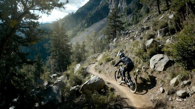 Mountain biker riding trail