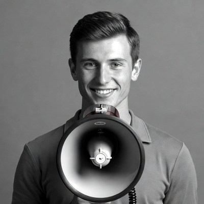 Young man holding megaphone