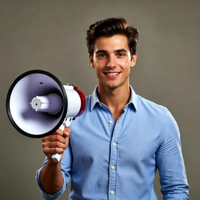Man holding megaphone