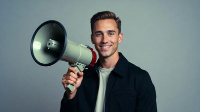 Man holding megaphone