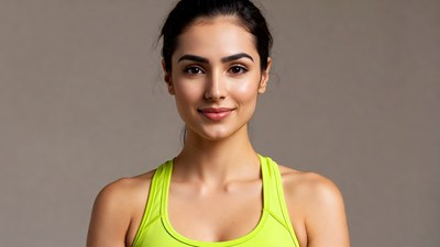 Woman in neon green tank top