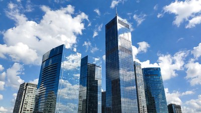 Modern Skyscrapers Against Blue Sky