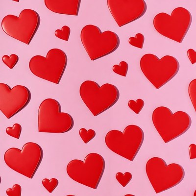Red Hearts on Pink Background