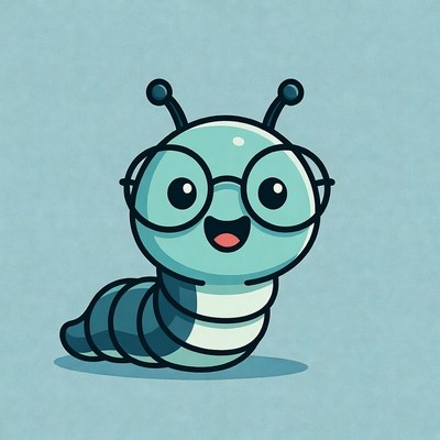 Cute cartoon caterpillar wearing glasses