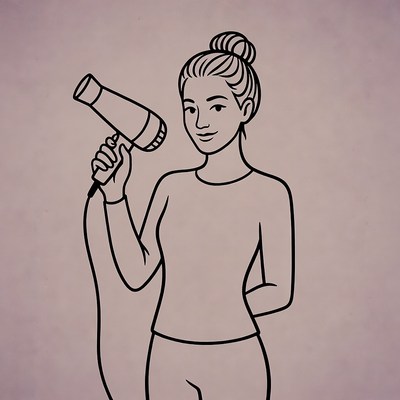 Woman using hair dryer illustration