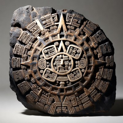 Aztec Sun Stone Carved Rock