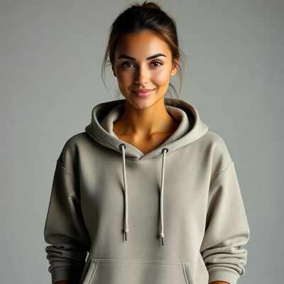 Woman in gray hoodie smiling