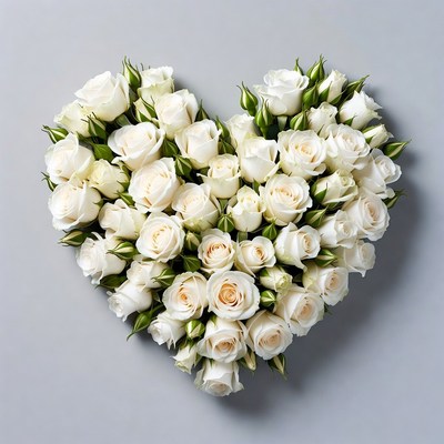 White Roses Heart Shape