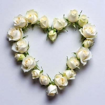 White Roses Heart Shape