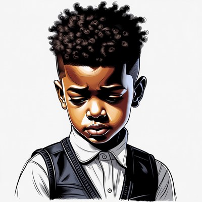 African-American boy with curly hair