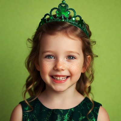 Girl wearing shamrock crown