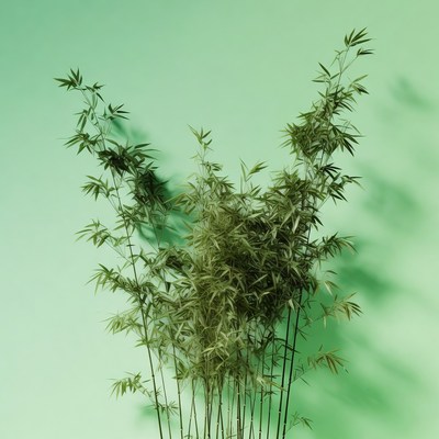 Bamboo stalks on green background