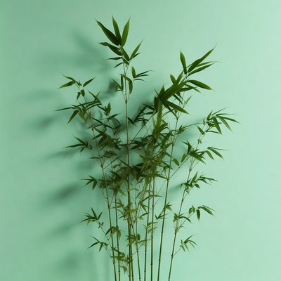 Bamboo stalks on green background