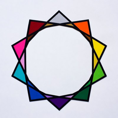 Colorful Nonagon Star Isolated Background