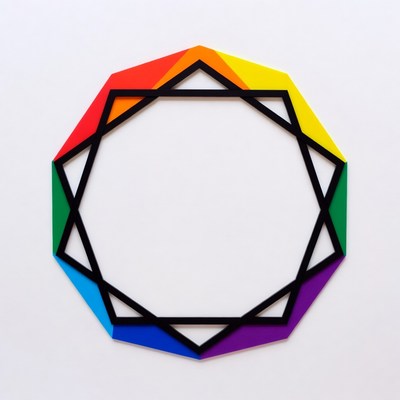 Rainbow Octagon Outline on White